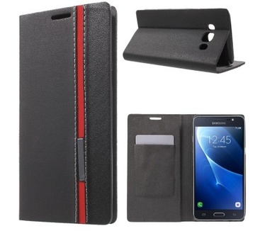 qMust Samsung Galaxy J5 (2016) Wallet Case - TPU binnenwerk - Red Striping