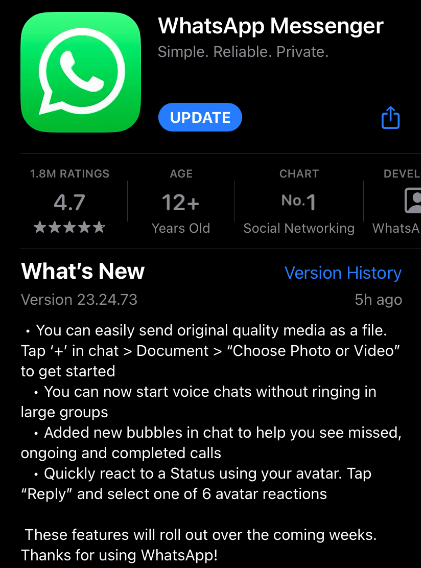 WhatsApp originele kwaliteit foto en video