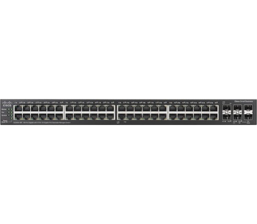 Cisco 500X Series Switch - 48-poorts + 4 SFP+ uplink poorten - Gigabit - Power over Ethernet - Layer 3 - Managed - stapelbaar