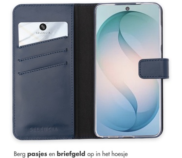 Selencia Echt Leren Bookcase Samsung Galaxy S26 Ultra - Donkerblauw