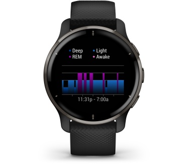 Garmin Venu 2 Plus, 43mm, met spraak en premium-functies Zwart (Zwart)