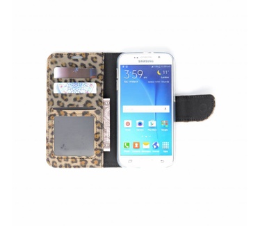 Panter print Lederen Bookcase hoesje voor de Samsung Galaxy S6 (Samsung Galaxy S6)