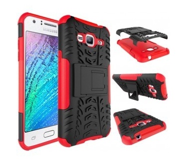 qMust Samsung Galaxy J3 (2016) Rugged Hybrid Case - Dual Protection - Red