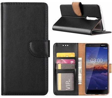 Luxe Lederen Bookcase hoesje voor de Nokia 5.1 - Zwart (Nokia 5.1) Zwart
