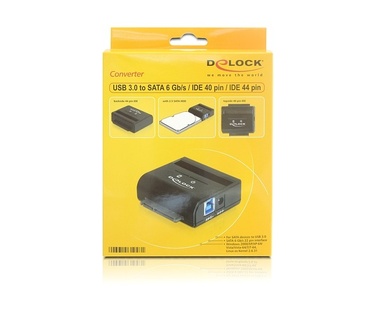 Delock Delock Converter USB 3.0 to SATA 6 Gb/s / IDE 40 pin / IDE 44 pin.