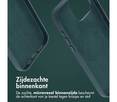 Accezz MagSafe Leather Backcover iPhone 15 Pro Max - Donkergroen