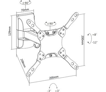 Newstar TV/Monitor Wall Mount (2 pivots & tiltable) for 10"-32" Screen - Black