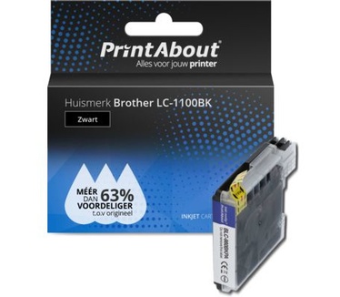 PrintAbout Huismerk Brother LC-1100BK Inktcartridge Zwart