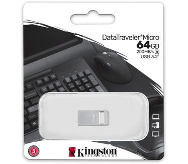 Kingston DataTraveler Micro 3.2 Gen 1 64GB Zilver