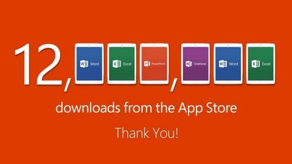 12 miljoen downloads Office for iPad
