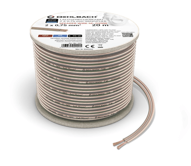 Oehlbach Luidsprekerkabel 2 x 0,75 mm², minihaspel 20 meter Transparant