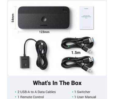 Ugreen Switch 2 PC in 4 USB 3.0 uit met desktop controller