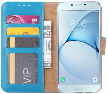 Luxe Lederen Bookcase hoesje voor de Samsung Galaxy A8 2018 - Blauw (Samsung Galaxy A8 2018) Blauw