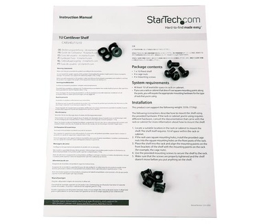 Startech.com 1U rack schap voor serverkast 10"/25,4 cm diep