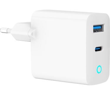 Gembird 2-poorts 30 W GaN USB snellader, LED, wit