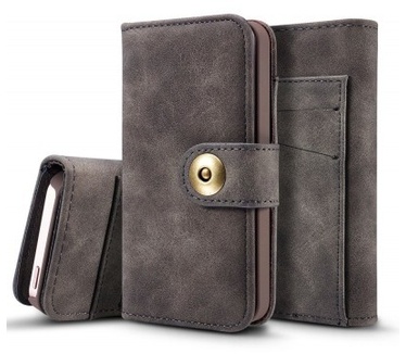 qMust Apple iPhone 5 / 5S/ SE 2 in 1 Wallet Case - Uitneembaar Back Cover - Grijs