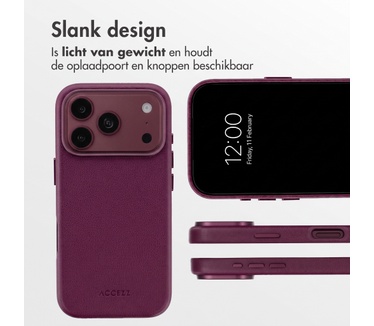 Accezz MagSafe Leather Backcover voor de Apple iPhone 18 Pro / 17 Pro - Heath Purple