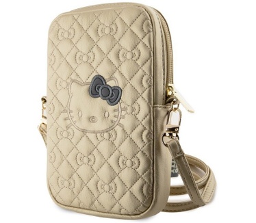 Hello Kitty Quilted Heuptas met Riem (Scherm tot 7 Inch) - Goud