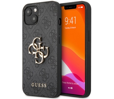 Guess 4G Metal Logo Back Case - Apple iPhone 13 (6.1") - Grijs Grijs