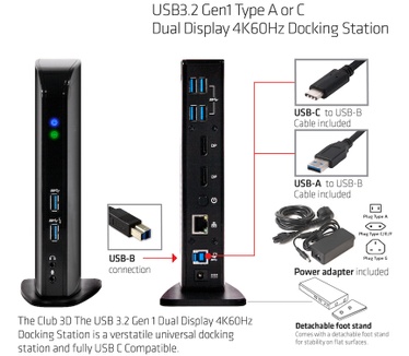 Club 3D SenseVision Club 3S USB 3.0 Dual Display 4K60Hz