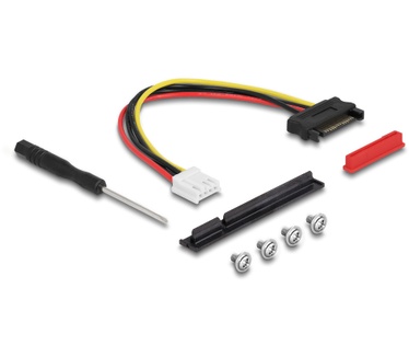 Delock 64219 M.2 Key A+E to PCIe x8 NVMe Adapter angled with 20 cm cable