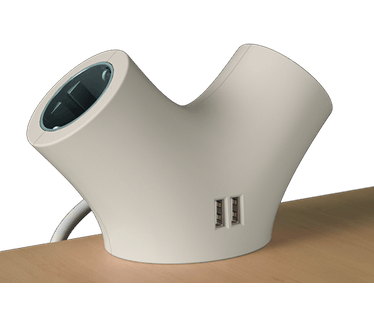 SIL Products Sil Organic design stekkerdoos met USB (NL) - 2 stopcontacten - 2x USB 2400mAh - Incl. montageklem - 1,4m snoer - Wit - Randaarde