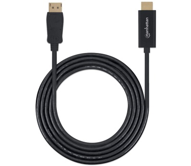 Manhattan DisplayPort to HDMI Cable, 1080p, 1m, Male to Male, 1080p@60Hz (1920x1080p), Black Zwart