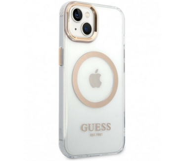 Guess Translucent MagSafe Back Case iPhone 14 Plus (6.7") - Goud Goud