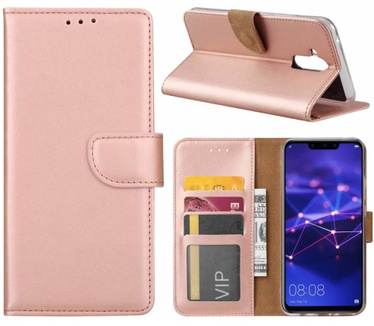 Luxe Lederen Bookcase hoesje voor de Huawei Mate 20 Lite - Metallic Roze (Huawei Mate 20 Lite) Rosé Goud