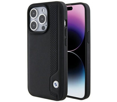 BMW Leather Blue Dots Back Case - iPhone 15 Pro (6.1") - Zwart Zwart