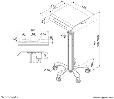 Neomounts Neomounts MED-M050 Medisch mobiel werkstation 10-18" - gasveer