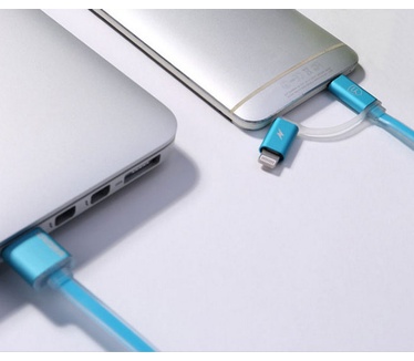 Remax Aurora USB naar Micro USB en Lightning Kabel - Blauw (1m)