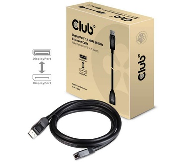 Club 3D DisplayPort 1.4 HBR3 Extension Cable 8K60Hz M/F 2m/6.56ft Zwart