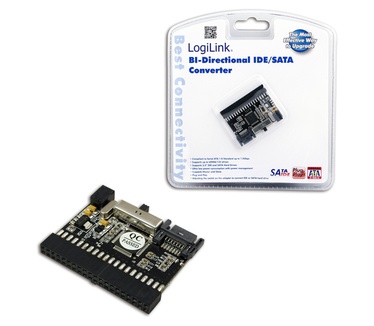LogiLink Adapter S-ATA to IDE + IDE to S-ATA. Soort stekkers: male/female, Adaptertype: SATA/IDE, Connector 1: S-ATA male. Kleur van het product: Zwart