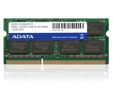 Adata DDR3, 1333MHz 204-Pin, SO-DIMM, 4GB