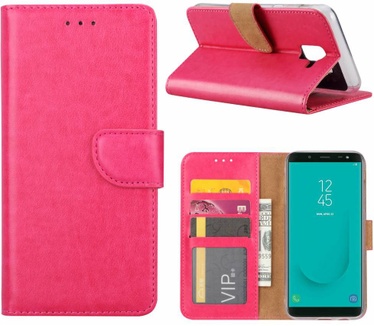 Luxe Lederen Bookcase hoesje voor de Samsung Galaxy J6 2018 - Roze (Samsung Galaxy J6 2018) Roze