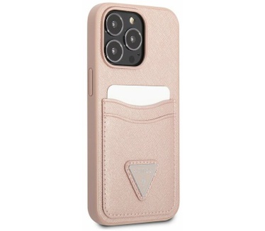 Guess Saffiano Card Back Case - iPhone 13 Pro Max (6.7") - Roze Roze