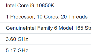 Intel Core i9-10850K Geekbench thumbnail preview 2