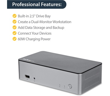 Startech.com Dual-monitor USB-C docking station voor Windows met 2.5? SATA SSD/HDD Bay