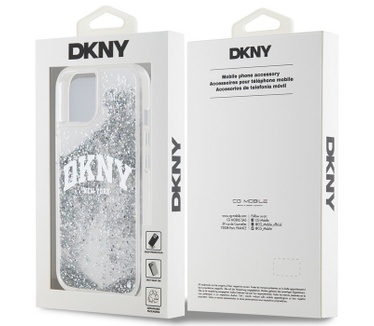 DKNY DKNY Liquid Glitter Arch Logo Back Case - iPhone 15 (6.1") - Wit Wit