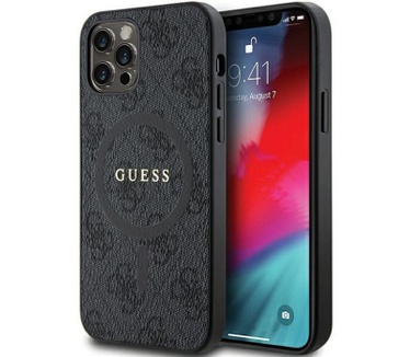 Guess 4G MagSafe Back Case - Apple iPhone 12/12 Pro (6.1") Zwart Zwart