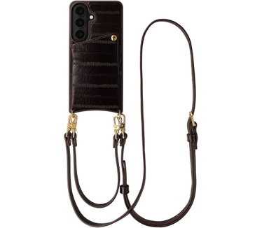 Selencia Nova Real Leather Backcover met Koord en Pashouder Samsung Galaxy S26 - Dark Chocolate