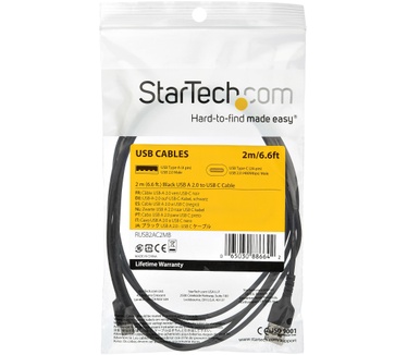 Startech.com USB 2.0 naar USB-C kabel 2m zwart Zwart