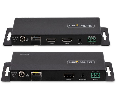 Startech.com 4K HDMI over Fiber Extender Kit, 4K 60Hz tot 1km (Single Mode) of 300m (Multimode) LC Fiber Optic, HDR, HDCP, 3.5mm Audio/RS232/IR Extender, Transmitter & Receiver Kit, HDMI Rx/Tx