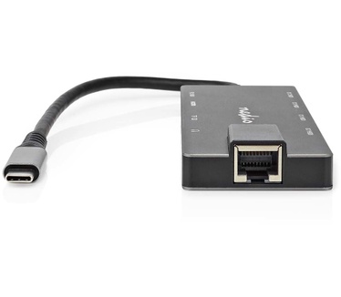 Nedis USB-Adapter | USB 3.2 Gen 1 | USB-C™ Female | HDMI™ Output / RJ45 Female / SD / 2x USB-C™ / 3,5 mm Female / 3x USB-A Female | 5 Gbps | 0.20 m | Rond | Verguld | PVC | Antraciet | Doos