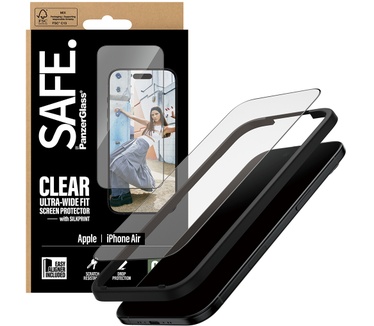 PanzerGlass SAFE. by PanzerGlass® Screen Protector w. Black Frame iPhone Air | Ultra-Wide Fit w. EasyAligner