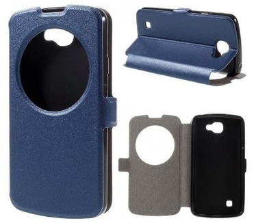 Just in Case LG K4 Window Leather Case - met zichvenster - Blue