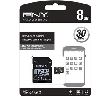 PNY microSDHC 8GB Class 10 UHS-I U1 + SD-adapter