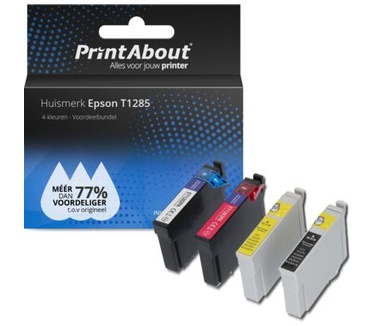 PrintAbout Huismerk Epson T1285 Inktcartridge 4-kleuren Voordeelbundel