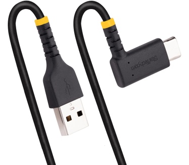 Startech.com 2m USB A naar C Oplaadkabel, Haakse USB-C Kabel, Robuuste Fast Charge USB-C Kabel, USB 2.0 A naar Type-C, 3A, USB Laadkabel met Aramide Vezel, Zwart